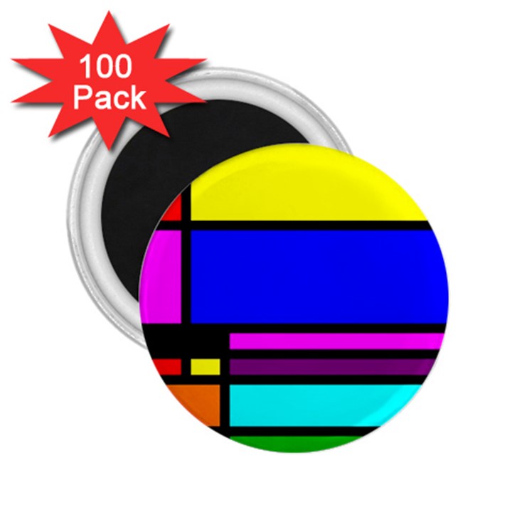 Mondrian 2.25  Button Magnet (100 pack)