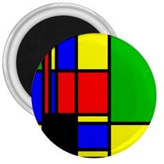 Mondrian 3  Button Magnet