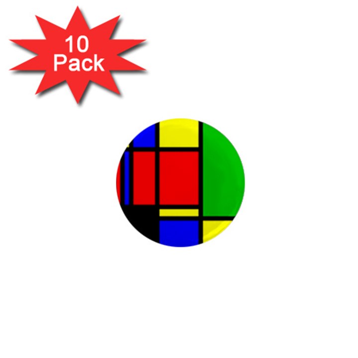 Mondrian 1  Mini Button Magnet (10 pack)