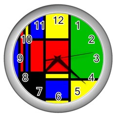 Mondrian Wall Clock (silver)