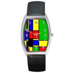 Mondrian Tonneau Leather Watch by Siebenhuehner