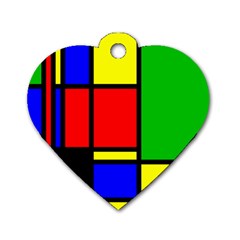 Mondrian Dog Tag Heart (two Sided)