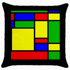 Mondrian Black Throw Pillow Case