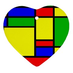 Mondrian Heart Ornament (two Sides) by Siebenhuehner