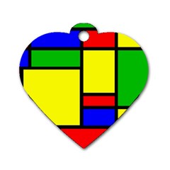 Mondrian Dog Tag Heart (two Sided) by Siebenhuehner