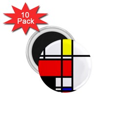 Mondrian 1 75  Button Magnet (10 Pack) by Siebenhuehner