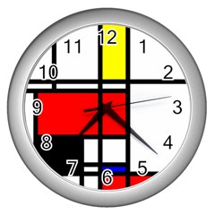 Mondrian Wall Clock (silver)