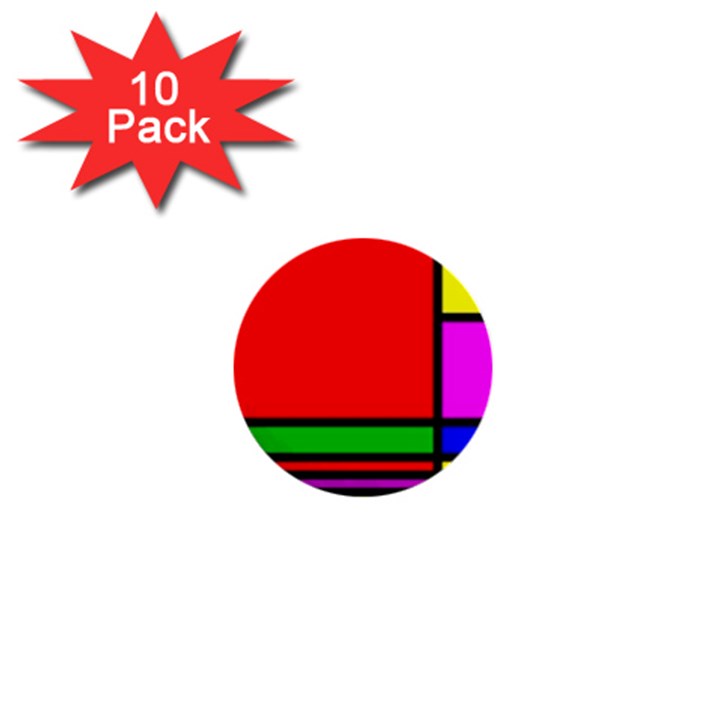 Mondrian 1  Mini Button (10 pack)