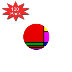 Mondrian 1  Mini Button Magnet (100 Pack)