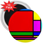 Mondrian 3  Button Magnet (10 pack) Front