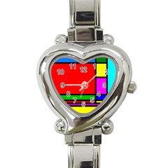 Mondrian Heart Italian Charm Watch  by Siebenhuehner