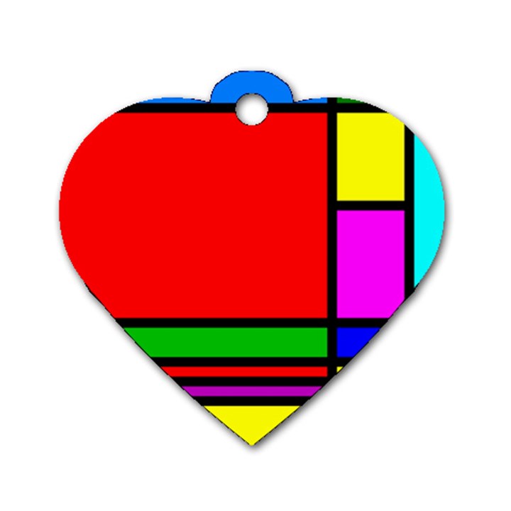 Mondrian Dog Tag Heart (Two Sided)