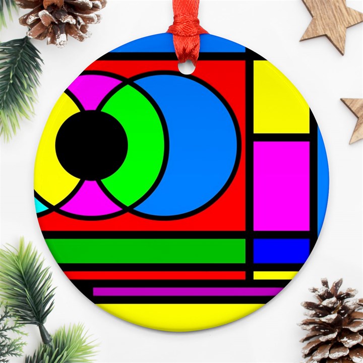 Mondrian Round Ornament (Two Sides)