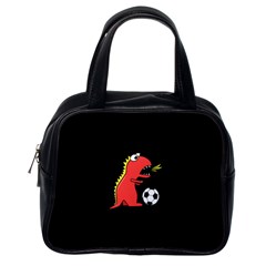 Black Cartoon Dinosaur Soccer Classic Handbag (one Side)