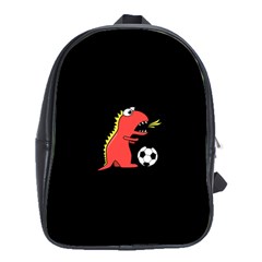 Black Cartoon Dinosaur Soccer School Bag (large) by CreaturesStore