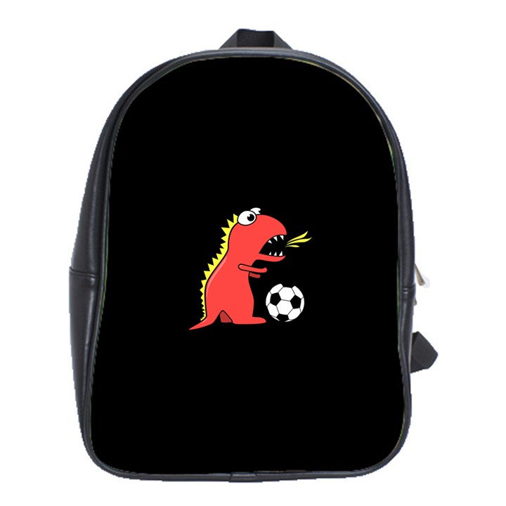 Black Cartoon Dinosaur Soccer School Bag (Large)