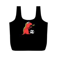 Black Cartoon Dinosaur Soccer Reusable Bag (m) by CreaturesStore