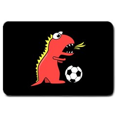 Black Cartoon Dinosaur Soccer Large Door Mat