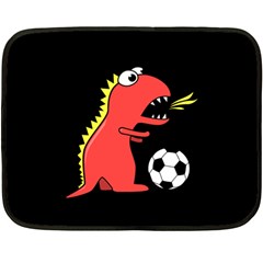 Black Cartoon Dinosaur Soccer Mini Fleece Blanket (two Sided)