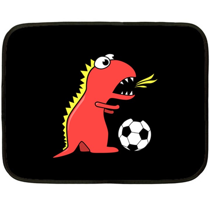 Black Cartoon Dinosaur Soccer Mini Fleece Blanket (Two Sided)