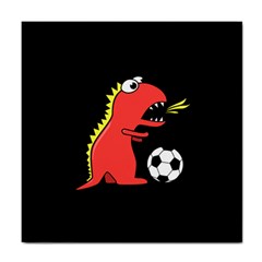 Black Cartoon Dinosaur Soccer Ceramic Tile