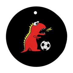 Black Cartoon Dinosaur Soccer Round Ornament by CreaturesStore