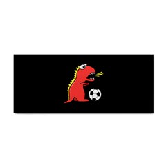 Black Cartoon Dinosaur Soccer Hand Towel by CreaturesStore