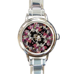 Floral Arabesque Decorative Artwork Round Italian Charm Watch