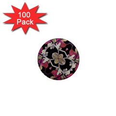 Floral Arabesque Decorative Artwork 1  Mini Button Magnet (100 Pack) by dflcprints