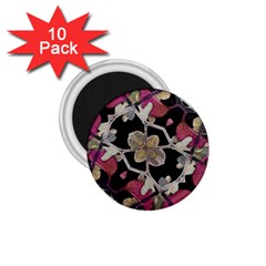 Floral Arabesque Decorative Artwork 1 75  Button Magnet (10 Pack) by dflcprints