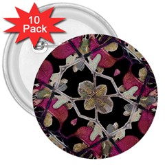 Floral Arabesque Decorative Artwork 3  Button (10 Pack) by dflcprints