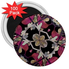 Floral Arabesque Decorative Artwork 3  Button Magnet (100 Pack) by dflcprints