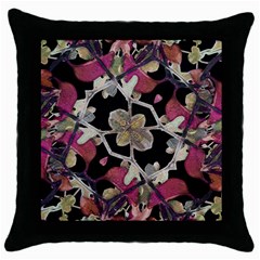 Floral Arabesque Decorative Artwork Black Throw Pillow Case