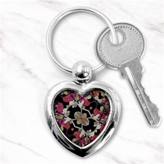 Floral Arabesque Decorative Artwork Key Chain (heart) by dflcprints