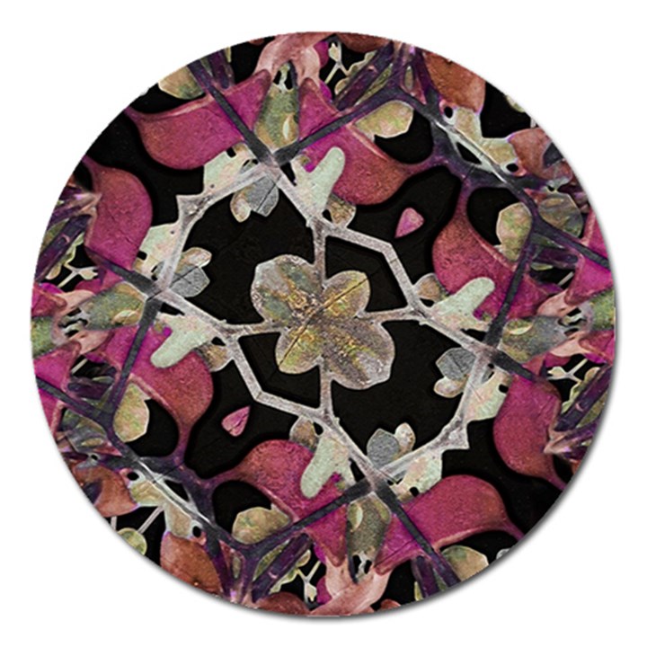 Floral Arabesque Decorative Artwork Magnet 5  (Round)