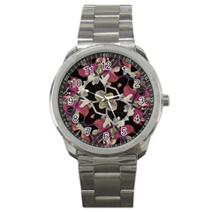 Floral Arabesque Decorative Artwork Sport Metal Watch by dflcprints