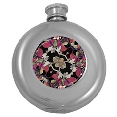 Floral Arabesque Decorative Artwork Hip Flask (round) by dflcprints