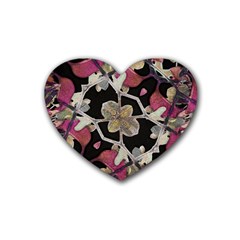 Floral Arabesque Decorative Artwork Drink Coasters 4 Pack (heart)  by dflcprints