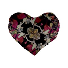 Floral Arabesque Decorative Artwork 16  Premium Heart Shape Cushion 