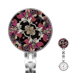 Floral Arabesque Decorative Artwork Stainless Steel Nurses Watch