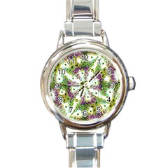 Neo Noveau Style Background Pattern Round Italian Charm Watch