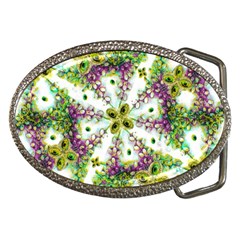 Neo Noveau Style Background Pattern Belt Buckle (oval) by dflcprints