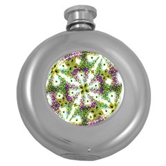 Neo Noveau Style Background Pattern Hip Flask (round)