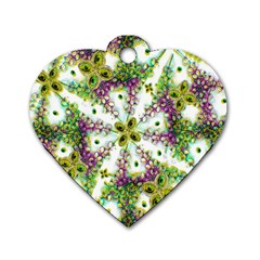 Neo Noveau Style Background Pattern Dog Tag Heart (one Sided)  by dflcprints