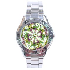 Neo Noveau Style Background Pattern Stainless Steel Watch