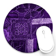 Pretty Purple Patchwork 8  Mouse Pad (round)