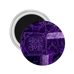 Pretty Purple Patchwork 2 25  Button Magnet by FunWithFibro