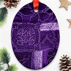 Pretty Purple Patchwork Oval Ornament by FunWithFibro