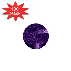 Pretty Purple Patchwork 1  Mini Button (100 Pack) by FunWithFibro