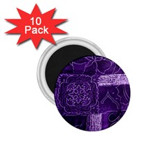 Pretty Purple Patchwork 1 75  Button Magnet (10 Pack) by FunWithFibro